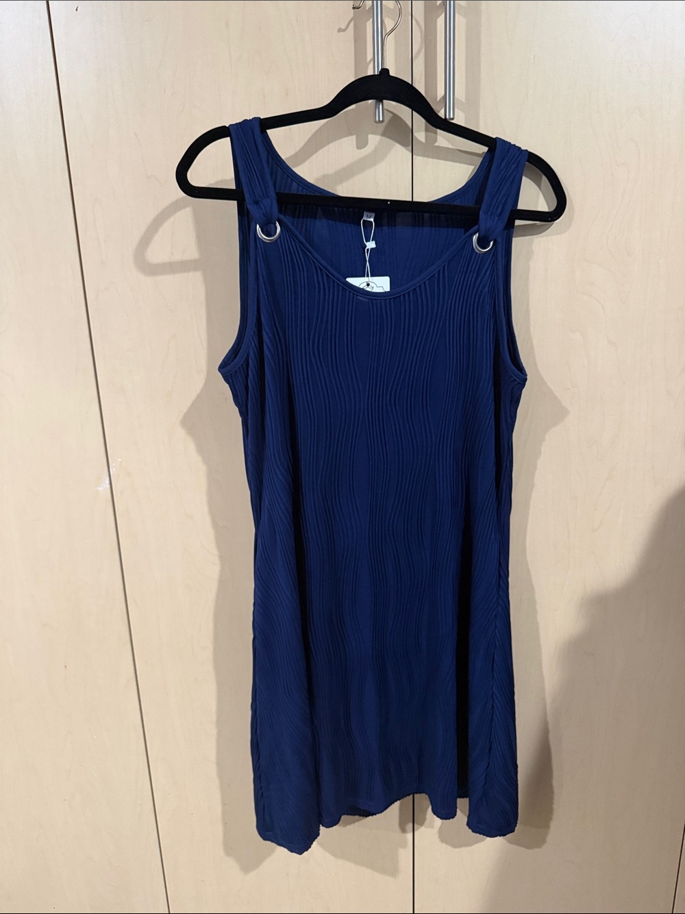 Sleeveless Navy Mini Dress with Ring-Detail Straps